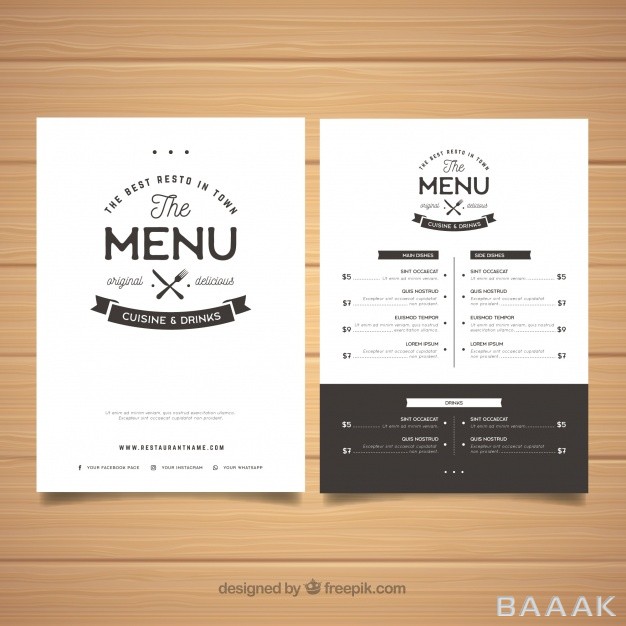 منو-مدرن-Elegant-black-white-menu-template_586846299