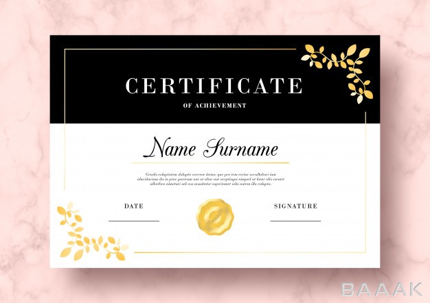 قالب-سرتیفیکیت-فوق-العاده-Elegant-certificate-achievement-with-golden-leaves-psd-template_850480191