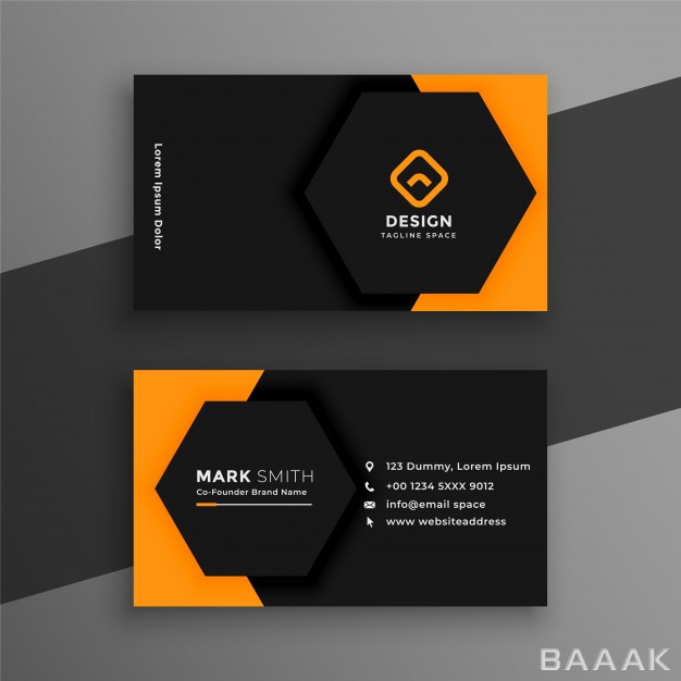 کارت-ویزیت-زیبا-Elegant-minimal-black-yellow-business-card-template_6286431