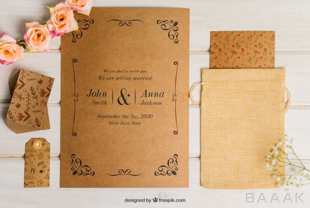کارت-دعوت-مدرن-و-خلاقانه-Floral-cardboard-wedding-set_415696287