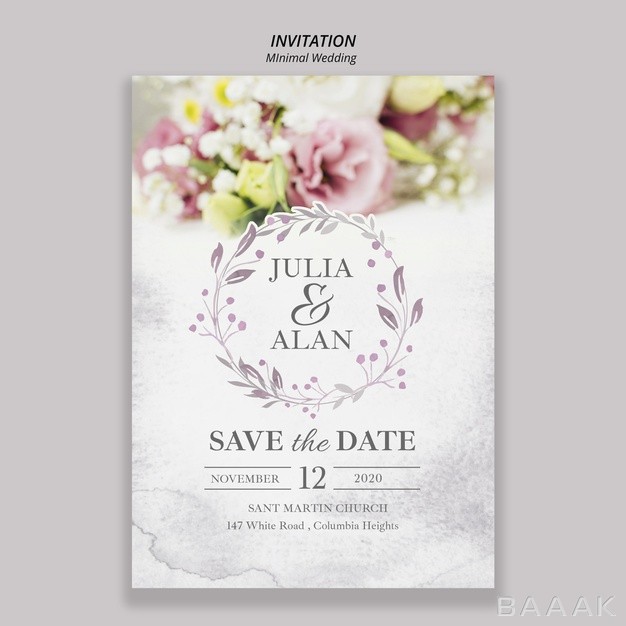 کارت-دعوت-فوق-العاده-Floral-minimal-wedding-invitation-template_199552036