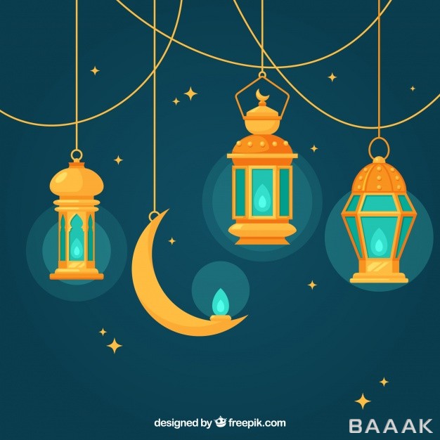 پس-زمینه-پرکاربرد-Blue-background-with-flat-lamps-moon-ramadan_491255507