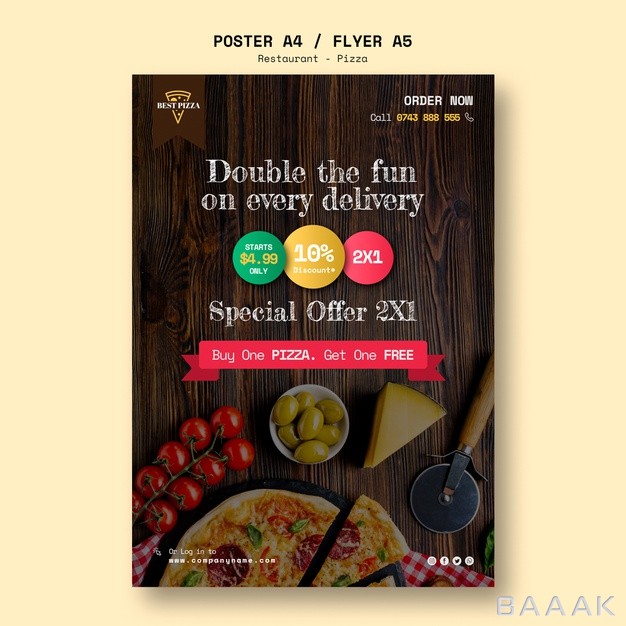 تراکت-خاص-و-خلاقانه-Flyer-template-pizza-restaurant_808153452