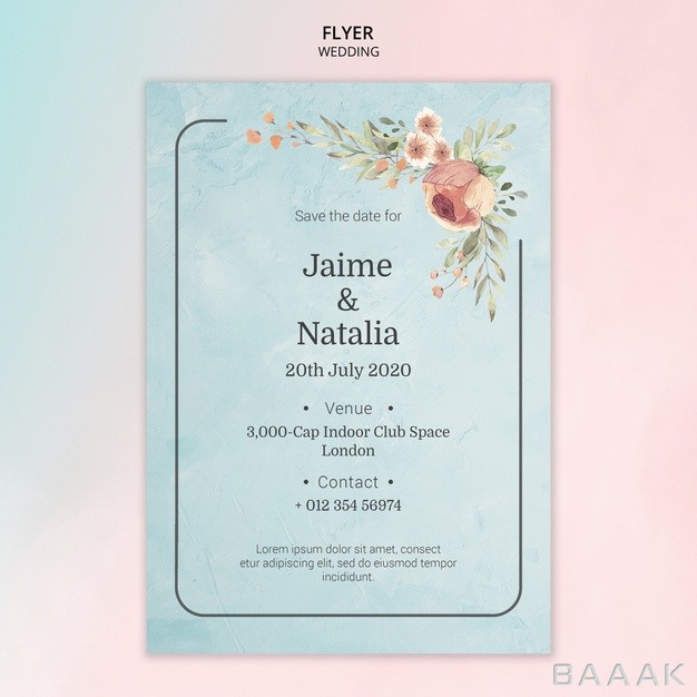 تراکت-پرکاربرد-Flyer-wedding-invitation-with-watercolor-flowers_582101357