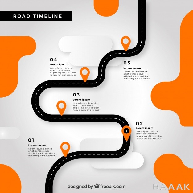 اینفوگرافیک-زیبا-و-خاص-Infographic-timeline-concept-with-road_2461186