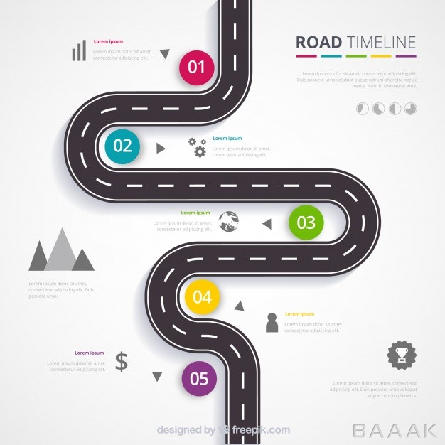 اینفوگرافیک-جذاب-Infographic-timeline-concept-with-road_2553582