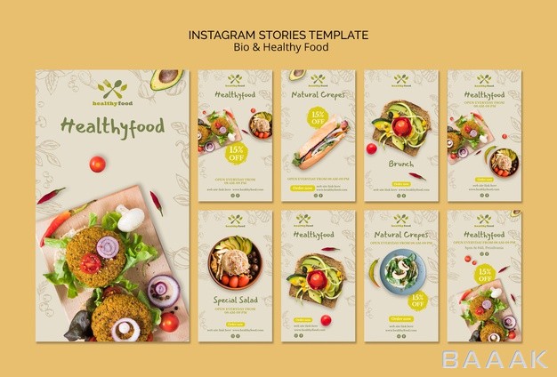 اینستاگرام-مدرن-و-خلاقانه-Instagram-stories-healthy-bio-food-template_536329944