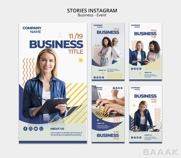 اینستاگرام-خاص-و-خلاقانه-Instagram-stories-template-with-business-woman-concept_133923706