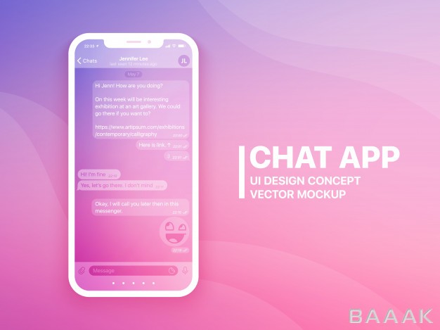 موکاپ-خاص-و-مدرن-Mobile-chat-app-ui-ux-concept-vector-mockup_726668352