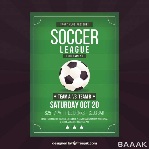 تراکت-مدرن-و-خلاقانه-Soccer-league-flyer-with-ball-flat-style_391334662