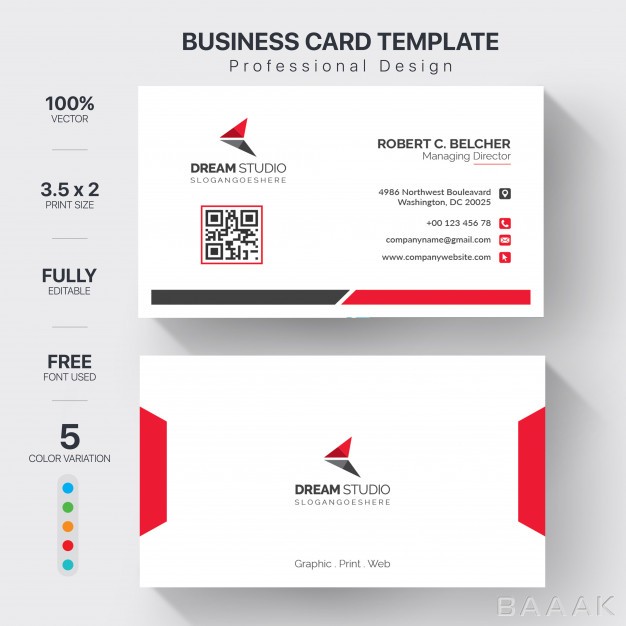 کارت-ویزیت-زیبا-و-خاص-Modern-business-cards-template-with-5-color-variation_5093609