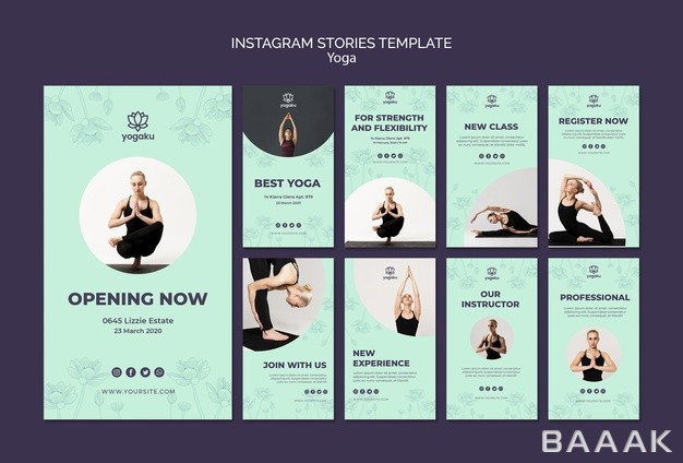 اینستاگرام-پرکاربرد-Yoga-instagram-stories-template-concept_995378236