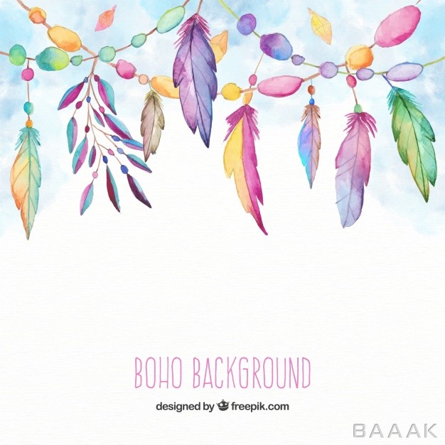 پس-زمینه-زیبا-و-خاص-Boho-background-with-feathers-watercolor-style_247022270