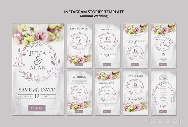 اینستاگرام-زیبا-Collage-floral-minimal-wedding-instagram-stories-template_206738913