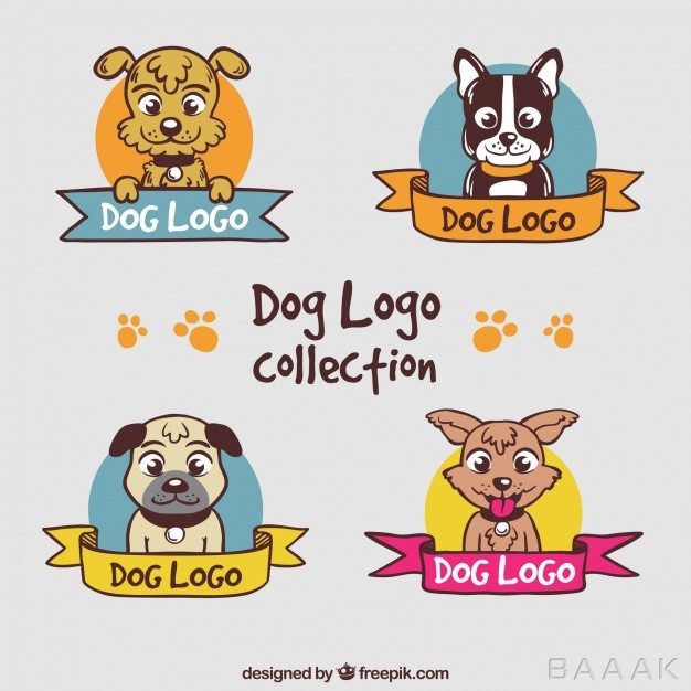 لوگو-مدرن-و-جذاب-Colored-dog-logos-with-decorative-ribbons_1096929
