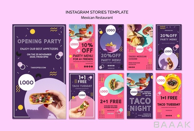 اینستاگرام-خاص-Colorful-instagram-stories-template-mexican-food_126177408