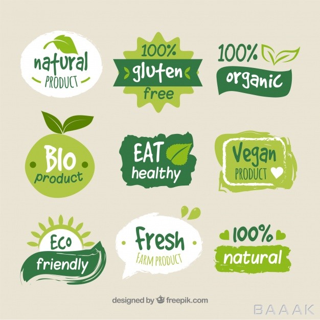 لوگو-زیبا-و-خاص-Colorful-organic-food-logo-collection_2604132
