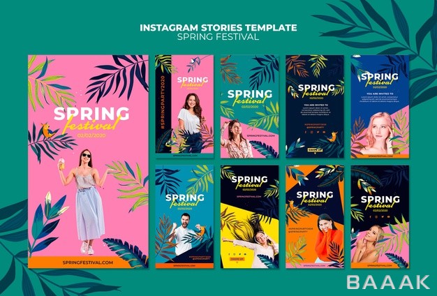 اینستاگرام-زیبا-Colorful-spring-instagram-stories-pack_360031816