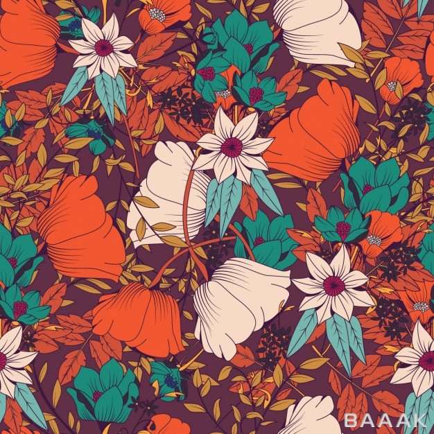 پترن-مدرن-Coloured-flowers-pattern-design_792395148