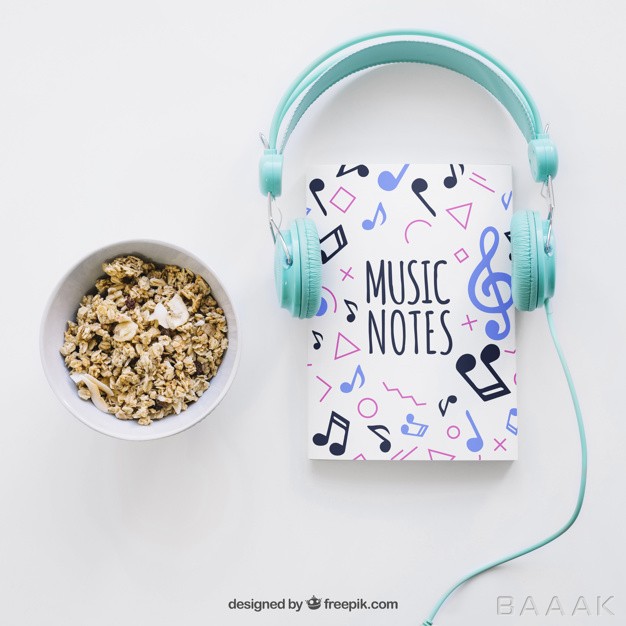 موکاپ-جذاب-Book-cover-template-with-headphones-cereals_801086271