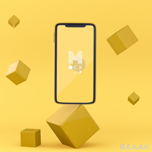 موکاپ-پرکاربرد-Pop-3d-yellow-phone-mockup_246179267