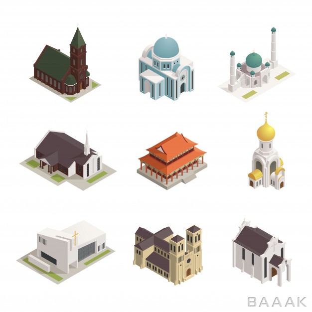 آیکون-زیبا-و-خاص-World-religions-buildings-isometric-icons-set_954759562