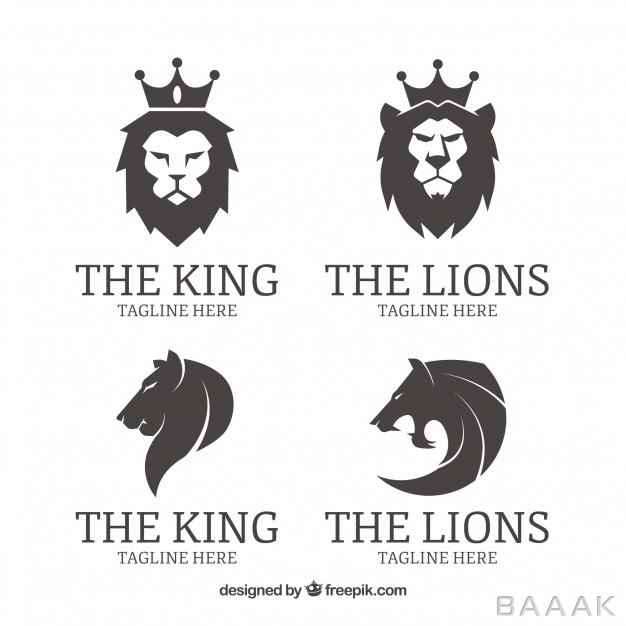 لوگو-خاص-Four-lion-logos-black-white_1260165