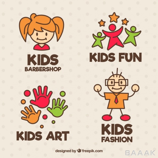 لوگو-مدرن-Great-kids-logos-flat-design_1009802