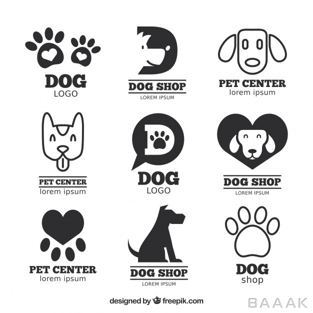 لوگو-خاص-و-خلاقانه-Great-pack-flat-logos-with-dogs-tracks_1086806