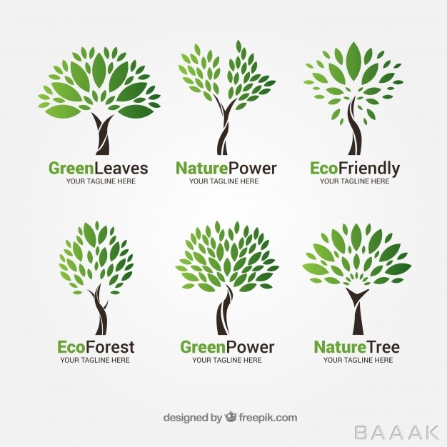 لوگو-زیبا-و-جذاب-Tree-logos-collection-flat-style_1795647