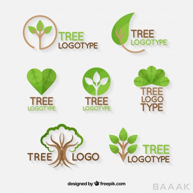 لوگو-پرکاربرد-Tree-logos-collection-flat-style_203730434