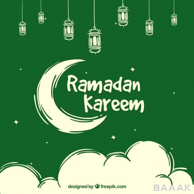 پس-زمینه-زیبا-و-خاص-Green-background-ramadan-kareem-with-moon-clouds_647055327