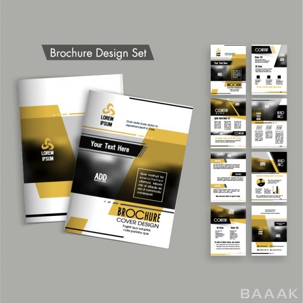 بروشور-زیبا-Brochure-design-set-with-brown-shapes_1069962
