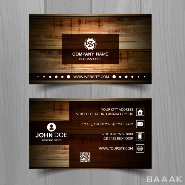 کارت-ویزیت-مدرن-و-خلاقانه-Brown-business-card-with-wooden-texture_946685