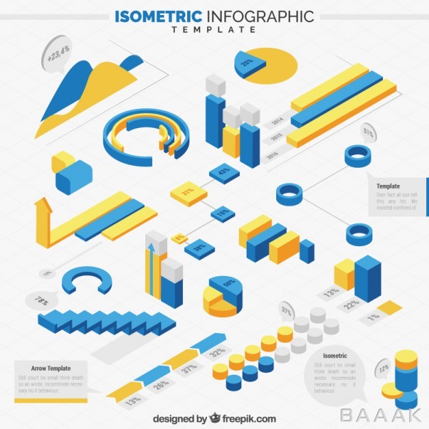 اینفوگرافیک-خلاقانه-Isometric-infographic-template-with-coloured-elements_850881