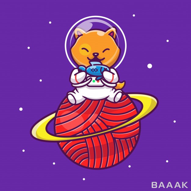 آیکون-فوق-العاده-Astronaut-cat-holding-fish-icon-illustration-mascot-cartoon-character-animal-icon-concept-isolated_214706716