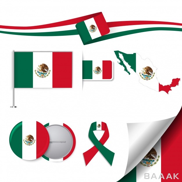 ست-پرچم،-نقشه-و-نشان-با-تم-کشور-مکزیک_451727568