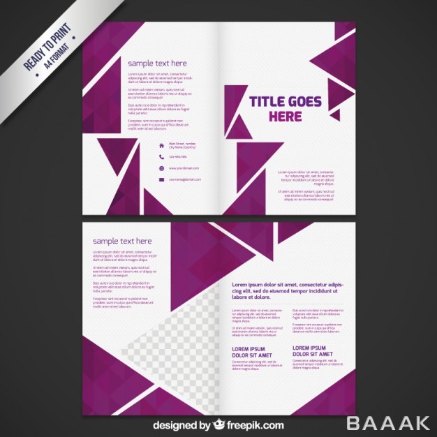 بروشور-خلاقانه-Business-brochure-with-purple-triangles_782012