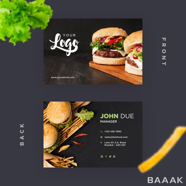 کارت-ویزیت-خاص-و-مدرن-Business-card-template-restaurant-with-burgers_6609843