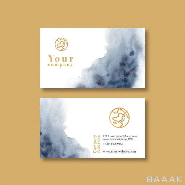کارت-ویزیت-خاص-Business-card-template-with-watercolor-brustrokes_5261012