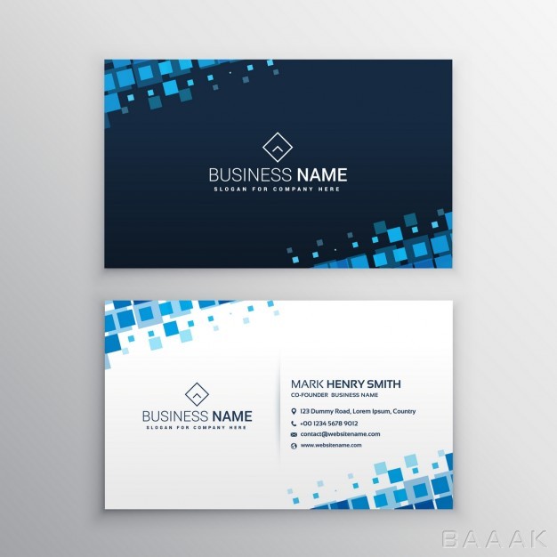 کارت-ویزیت-خلاقانه-Business-card-with-blue-squares_932418