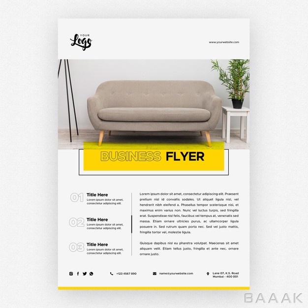 تراکت-خلاقانه-Business-flyer-template-with-couch-living-room_801561184