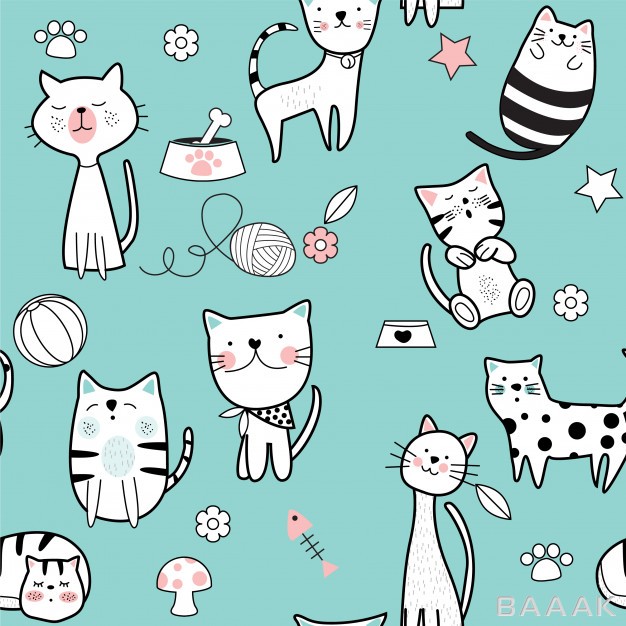 پترن-زیبا-و-جذاب-Cute-cat-seamless-pattern_944780235