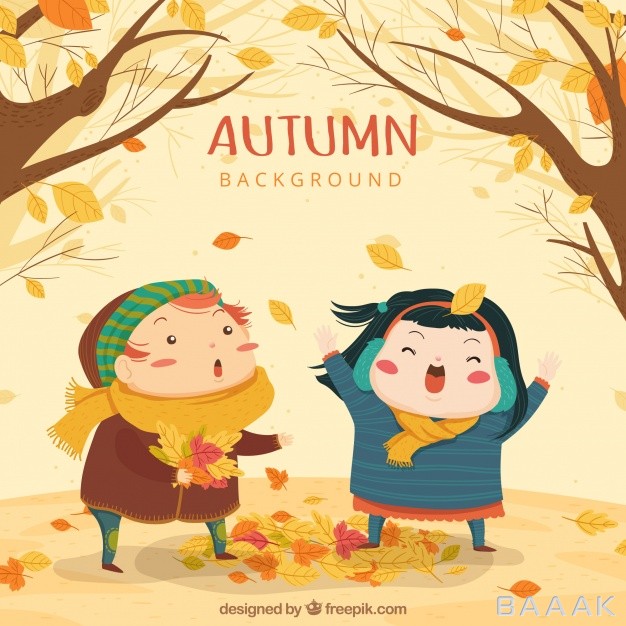 پس-زمینه-مدرن-Autumn-background-with-cute-kids_495014898