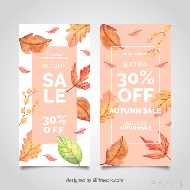 بنر-خاص-و-خلاقانه-Autumn-sale-banners-with-realistic-leaves_840686819