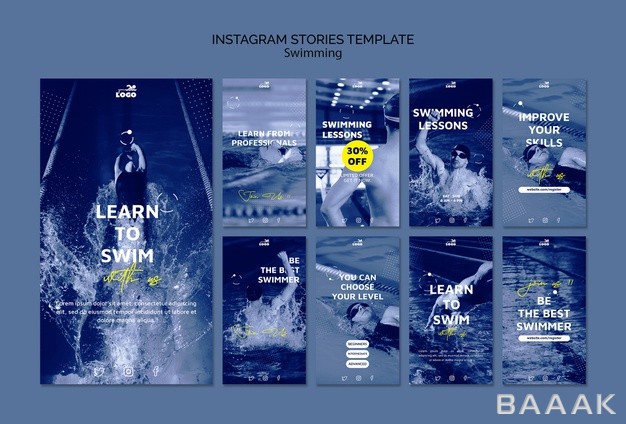 اینستاگرام-خاص-و-خلاقانه-Swimming-lessons-instagram-stories-template_146496192