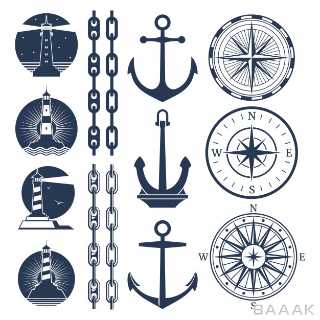 لوگو-خاص-و-مدرن-Nautical-logos-elements-set-compass-lighthouses-anchor-chains_4618887