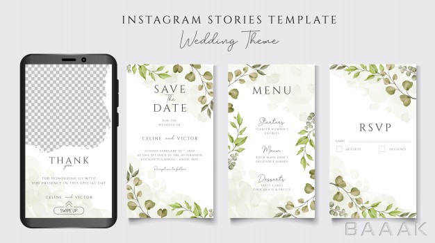 پس-زمینه-جذاب-Instagram-stories-template-wedding-invitation-theme-with-floral-background_152446045