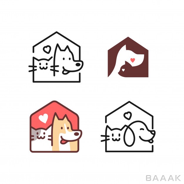 لوگو-زیبا-و-خاص-Dog-cat-house-home-logo-vector-icon-line-art-outline_322602512