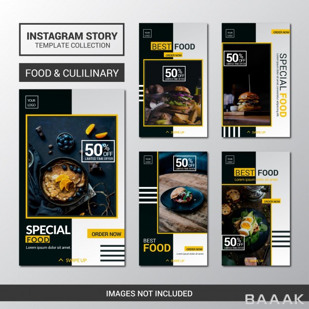 اینستاگرام-مدرن-و-خلاقانه-Food-instagram-stories-template-collection_130817269